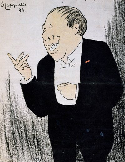 Acteur Alexandre Coquelin, bekend als Coquelin Cadet (1848-1909) in karikatuur uit 1899 door Leonetto Cappiello (1875-1942) door Leonetto Cappiello