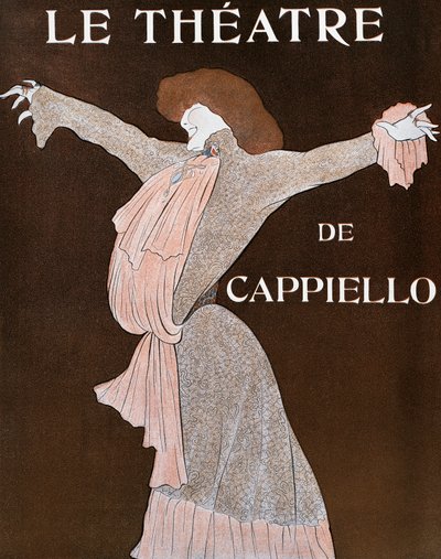 Actrice Sarah Bernhardt (1844-1923), illustratie door Leonetto Cappiello, uit het Franse tijdschrift Le Theatre, april 1903 door Leonetto Cappiello