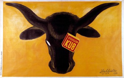 Reclameposter voor Kub bouillon met een runderkop. 1931. Illustratie door Leonetto Cappiello (1875-1942) Parijs, decoratieve kunsten door Leonetto Cappiello