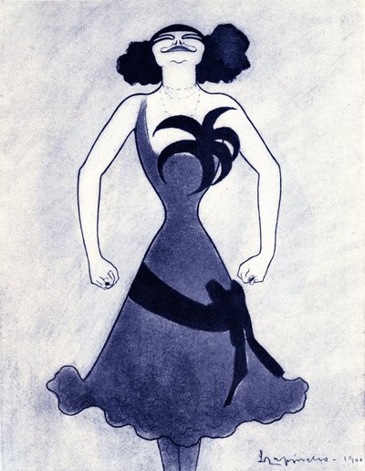 Spotprent van de Poolse komiek en zangeres (Emilie Marie Bouchaud) (1874-1939) Tekening door Leonetto Cappiello (1875-1942) 1900 door Leonetto Cappiello