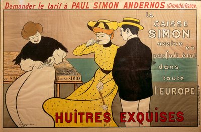 "Huitres exquises" (exquise oesters) poster voor de oesterhandelaar Paul Simon door Leonetto Cappiello