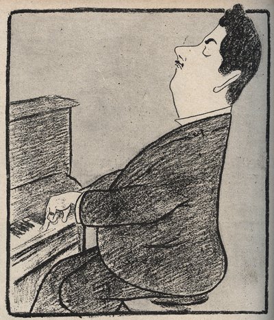 Portret van Giacomo Puccini (1858-1924), Italiaanse componist. Cartoon door Leonetto Cappiello - 1898 door Leonetto Cappiello