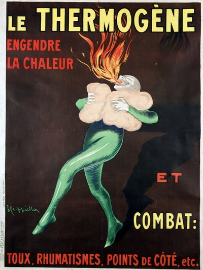 De thermogen genereert warmte en bestrijdt hoest, reuma, zijpunten enz.: poster door Leonetto Cappiello (1875-1942) door Leonetto Cappiello