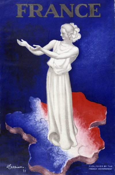 Vrouw die Frankrijk vertegenwoordigt - Poster in blauw-wit-rode kleuren door Leonetto Cappiello