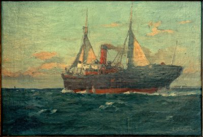 Stoomboot met hulpzeilen door Leonhard Sandrock