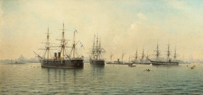 Kruisers Minin en Kronstadt door Leonid Demyanovich Blinov
