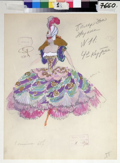 Kostuumontwerp voor "Don Giovanni" van Wolfgang Amadeus Mozart, 1914 door Leonid Mihhaylovich Brailovsky