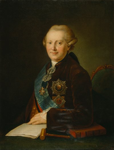 Portret van prins Alexander Alexeyevich Vyazemsky 1727-1793, 1780s door Leonty Semyonovich Miropolsky