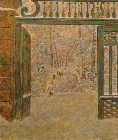 Winter in het park door Leopold Blauensteiner