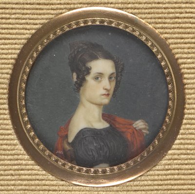 Portret van een dame in donkere jurk door Leopold Blonder