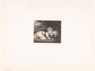 Prinses Sophia Matilda van Gloucester met haar hondje door Leopold Flameng