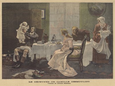 De lunch van Camille Desmoulins door Leopold Flameng