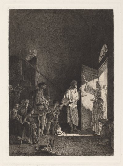 Een scène uit het Nieuwe Testament door Leopold Flameng, after Alexandre Bida