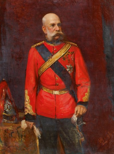 Keizer Frans Jozef I in Engels regimentsuniform door Leopold Horovitz