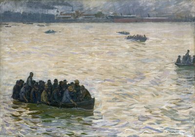 Werfwerkers keren huiswaarts aan de Elbe, 1894 door Leopold Karl Walter von Kalckreuth