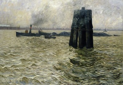 De Haven van Hamburg, 1894 door Leopold Karl Walter von Kalckreuth