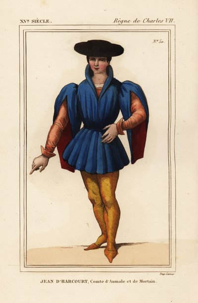 Jean VIII van Harcourt, Franse ridder, Graaf van Aumale en Mortain door Leopold Massard