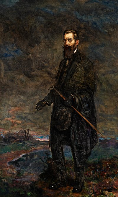 Portret van Theodor Herzl (olieverf op doek) door Leopold Pilichowski