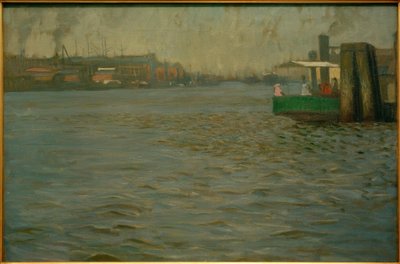 Zondagsstemming op de Elbe. St. Pauli Landungsbrücken door Leopold Karl Walter von Kalckreuth