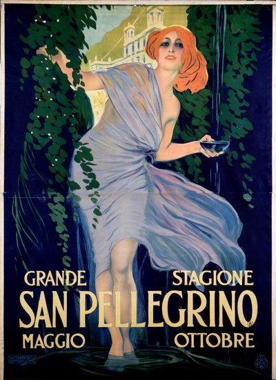 Reclameposter voor San Pellegrino kuuroord, Italië door Leopoldo Metlicovitz