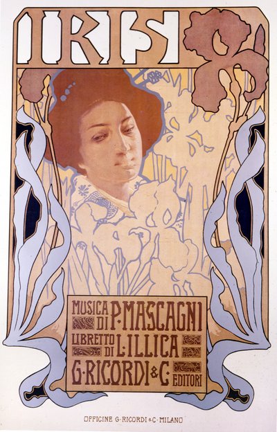 Iris gecomponeerd door Pietro Mascagni, affiche door Leopoldo Metlicovitz, libretto door Luigi Illica, 1898 door Leopoldo Metlicovitz