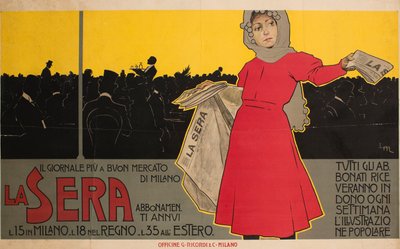 La Sera. Il giornale più à buon mercato di Milano, 1892 door Leopoldo Metlicovitz