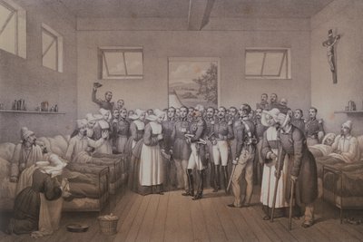 Aimable Jean Jacques Pelissier (1794-1864) Hertog van Malakoff bezoekt de gewonde soldaten na de verovering van Sebastopol in 1855 door Lepan