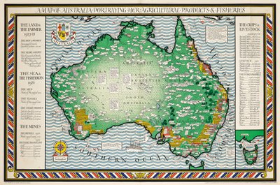 Een Kaart van Australië door Leslie MacDonald Gill