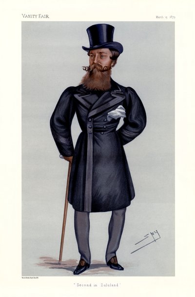 Generaal-majoor Henry Hope Crealock - portret staand met wandelstok en hoge hoed door Leslie Matthew (1851 1922) Ward