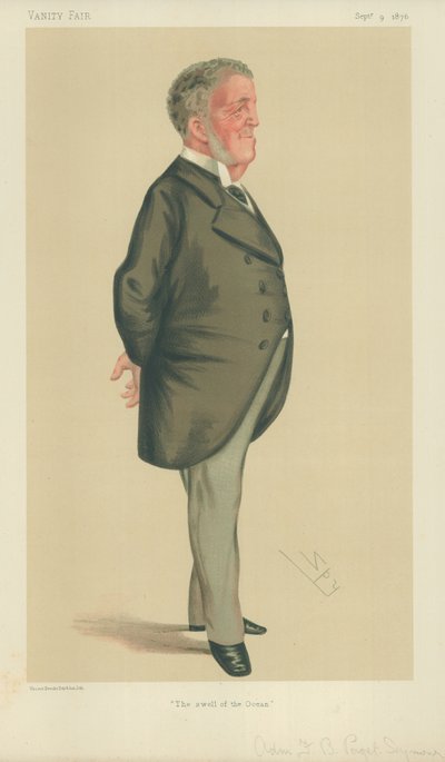 Admiraal Frederick Beauchamp Paget-Seymour, De deining van de oceaan, 9 september 1876, Vanity Fair cartoon door Leslie Matthew Ward