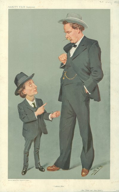 Ben Tillett en John Ward, Arbeiders, 29 juli 1909, Vanity Fair cartoon door Leslie Matthew Ward