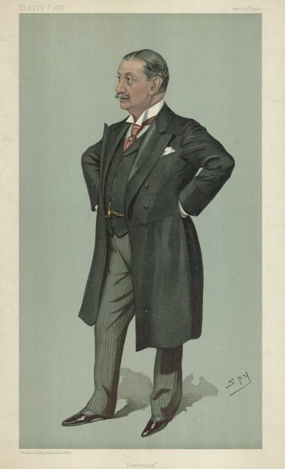 Dr. Nathaniel Edward Yorke-Davis, Dieetleer, 12 april 1900, Vanity Fair cartoon door Leslie Matthew Ward