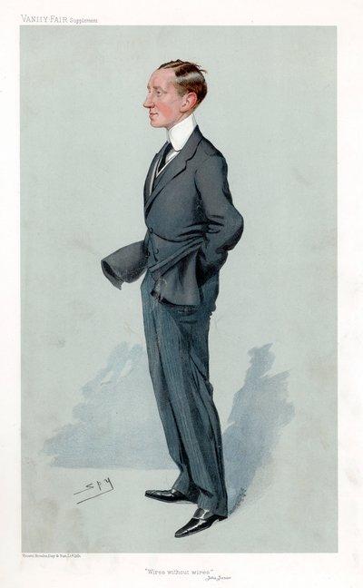 Guglielmo Marconi, Italiaanse natuurkundige en uitvinder en pionier van draadloze telegrafie door Leslie Matthew Ward