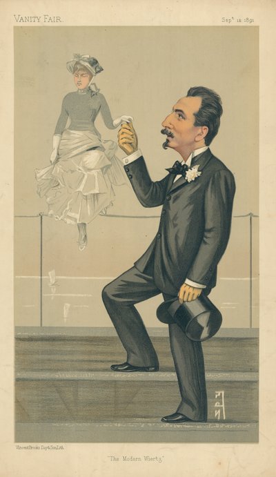 M Jan Van Beers, De Moderne Wiertz, 12 september 1891, Vanity Fair cartoon door Leslie Matthew Ward