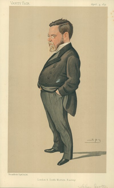 Mr. Charles Scotter, London and Southern Western Railway, 4 april 1891, Vanity Fair cartoon door Leslie Matthew Ward