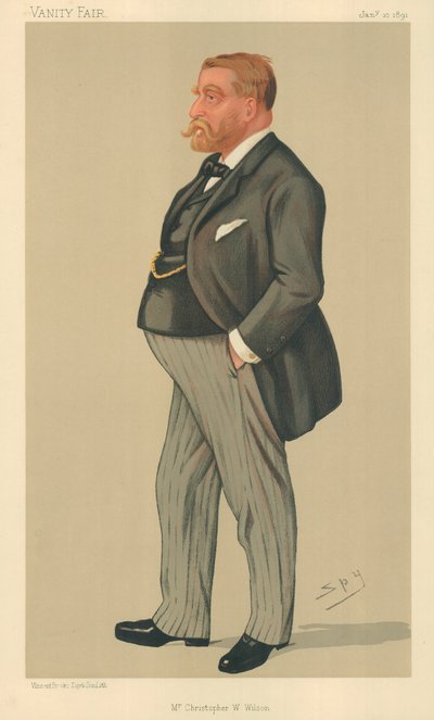 Mr Christopher W Wilson, 10 januari 1891, Vanity Fair cartoon door Leslie Matthew Ward