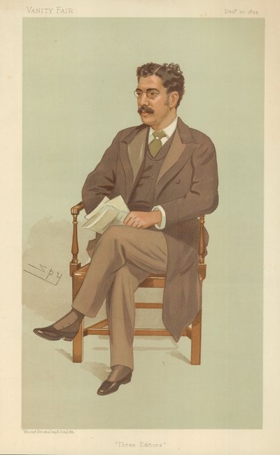Mr. Clement King Shorter, drie redacteuren, 10 december 1894, Vanity Fair cartoon door Leslie Matthew Ward
