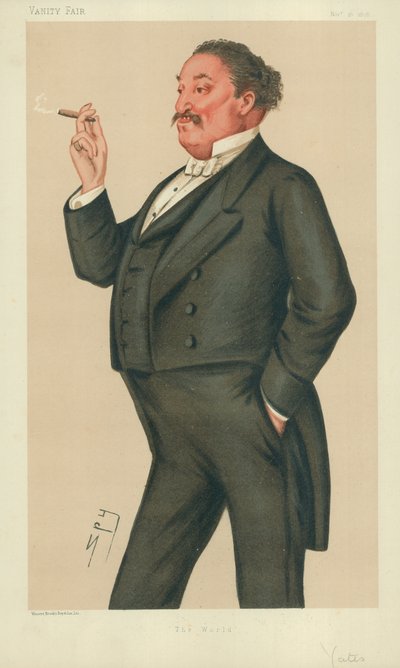 Mr Edmund Hodgson Yates, The World, 16 november 1878, Vanity Fair cartoon door Leslie Matthew Ward