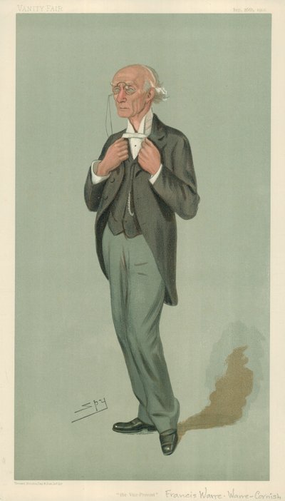 Mr F W Warre-Cornish, de vice-voorzitter van Eton, de vice-voorzitter, 26 september 1901, Vanity Fair cartoon door Leslie Matthew Ward