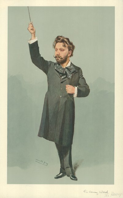Mr Henry J Wood, 17 april 1907, Vanity Fair cartoon door Leslie Matthew Ward
