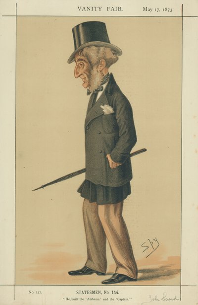 De heer John Laird, hij bouwde de Alabama en de Captain, 17 mei 1873, Vanity Fair cartoon door Leslie Matthew Ward