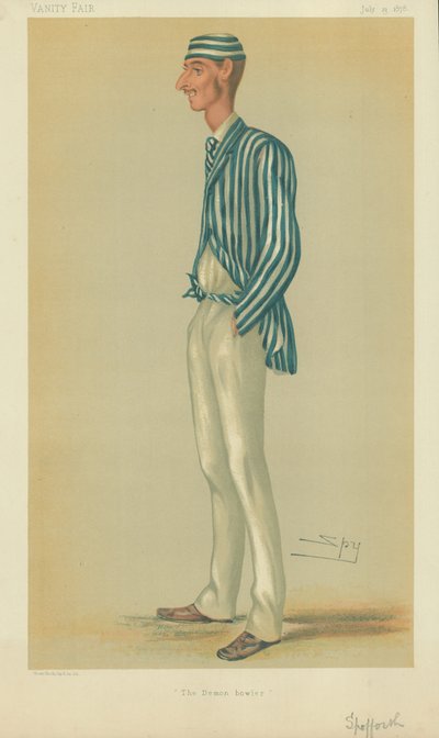 Mr Markham Spofforth, de demon bowler, 13 juli 1878, Vanity Fair cartoon door Leslie Matthew Ward