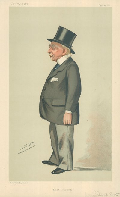 Mr Montagu David Scott, East Sussex, 10 juni 1882, Vanity Fair cartoon door Leslie Matthew Ward