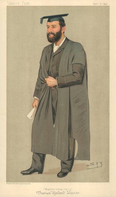 De heer Thomas Herbert Warren, president van Magdalen College Oxford, Magdelen College Oxford, 8 april 1893, Vanity Fair cartoon door Leslie Matthew Ward