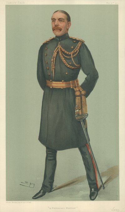 Mr. William Dudley Ward, een permanente krijger, 30 mei 1901, Vanity Fair cartoon door Leslie Matthew Ward