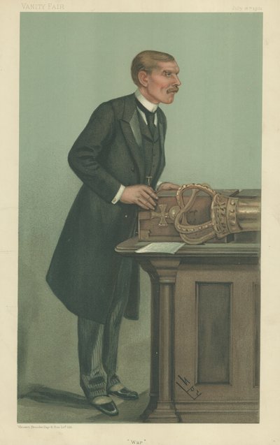 Mr William St John Fremantle Brodrick, Oorlog, 18 juli 1901, Vanity Fair cartoon door Leslie Matthew Ward