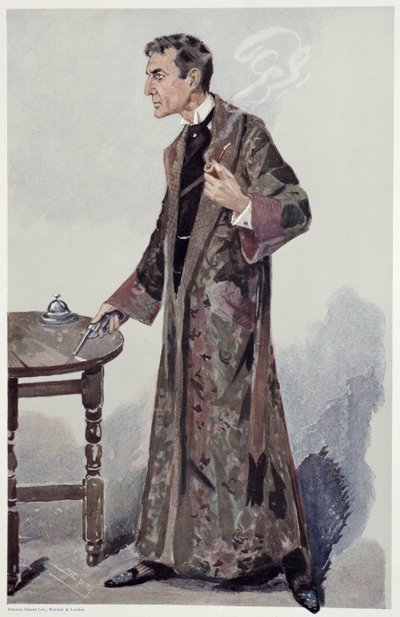 Sherlock Holmes, cartoon uit Vanity Fair van de acteur William Gillette door Leslie Matthew Ward