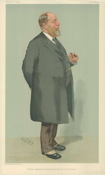 Sir John Wolfe-Barr, hij heeft niets beter ontworpen dan zijn eigen fortuin, 26 januari 1905, Vanity Fair cartoon door Leslie Matthew Ward