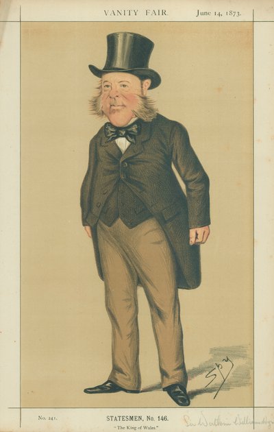 Sir Watkin Williams-Wynn, De Koning van Wales, 14 juni 1873, Vanity Fair cartoon door Leslie Matthew Ward