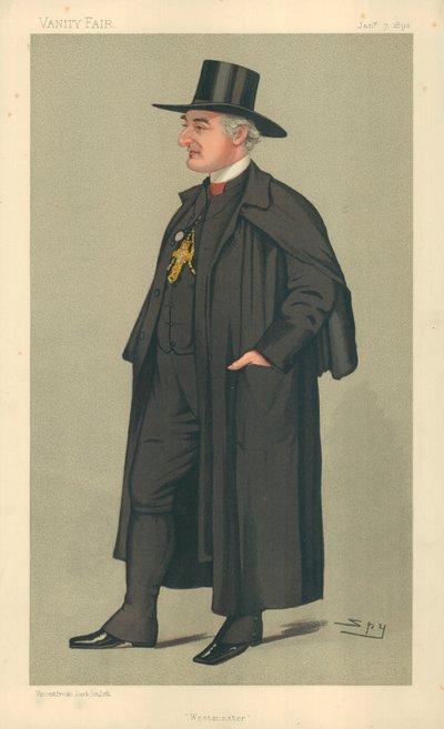 De aartsbisschop van Westminster, Westminster, 7 januari 1891, Vanity Fair cartoon (kleur litho) door Leslie Matthew Ward